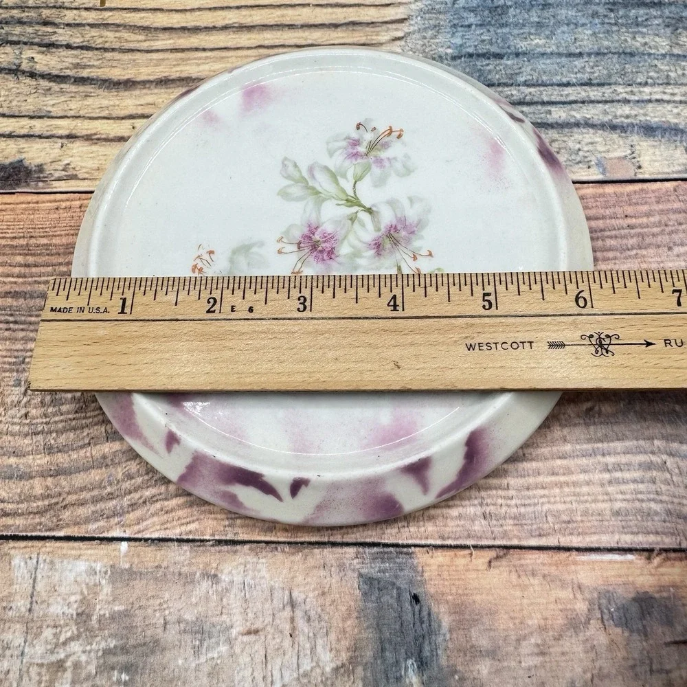Antique Three Crown China Teapot Trivet Porcelain Floral Germany Shabby Chic